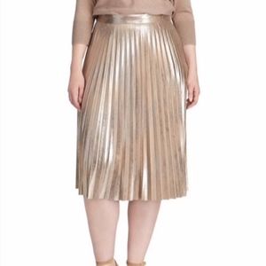 Gold Midi Skirt NWT Faux Pebble Suede